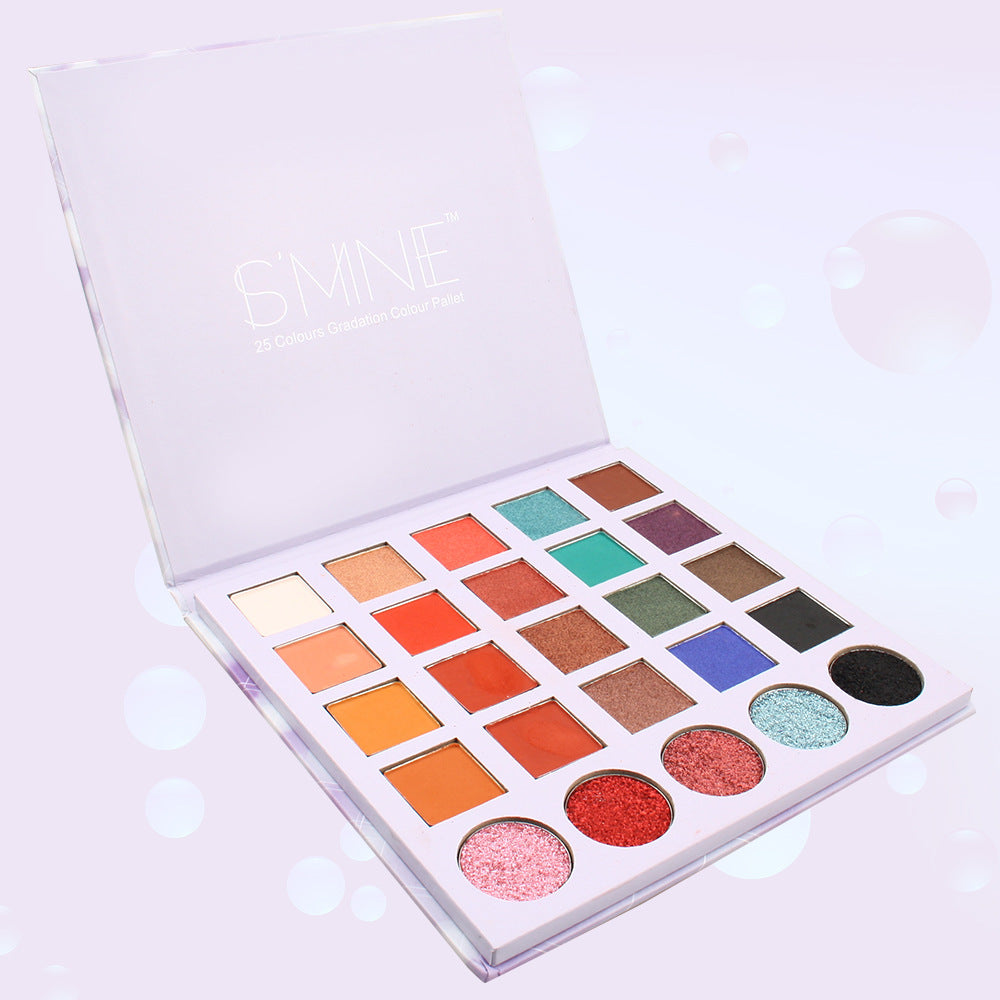 25-color shallot sequined eyeshadow disc, pearlescent matte eyeshadow disc is evenly colored without powder and no LOGO.