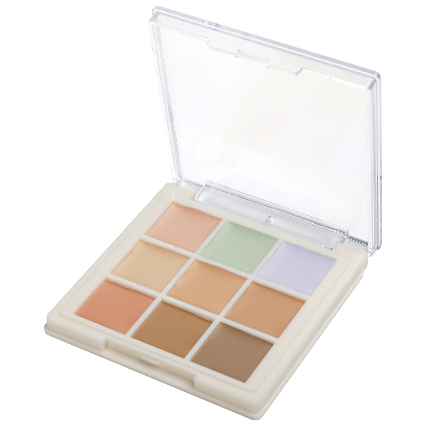 9-Color concealer covers dark circles, acne marks, spots, silhouette, nose shadow, brightens and modifies skin tone, and the integrated plate is convenient.