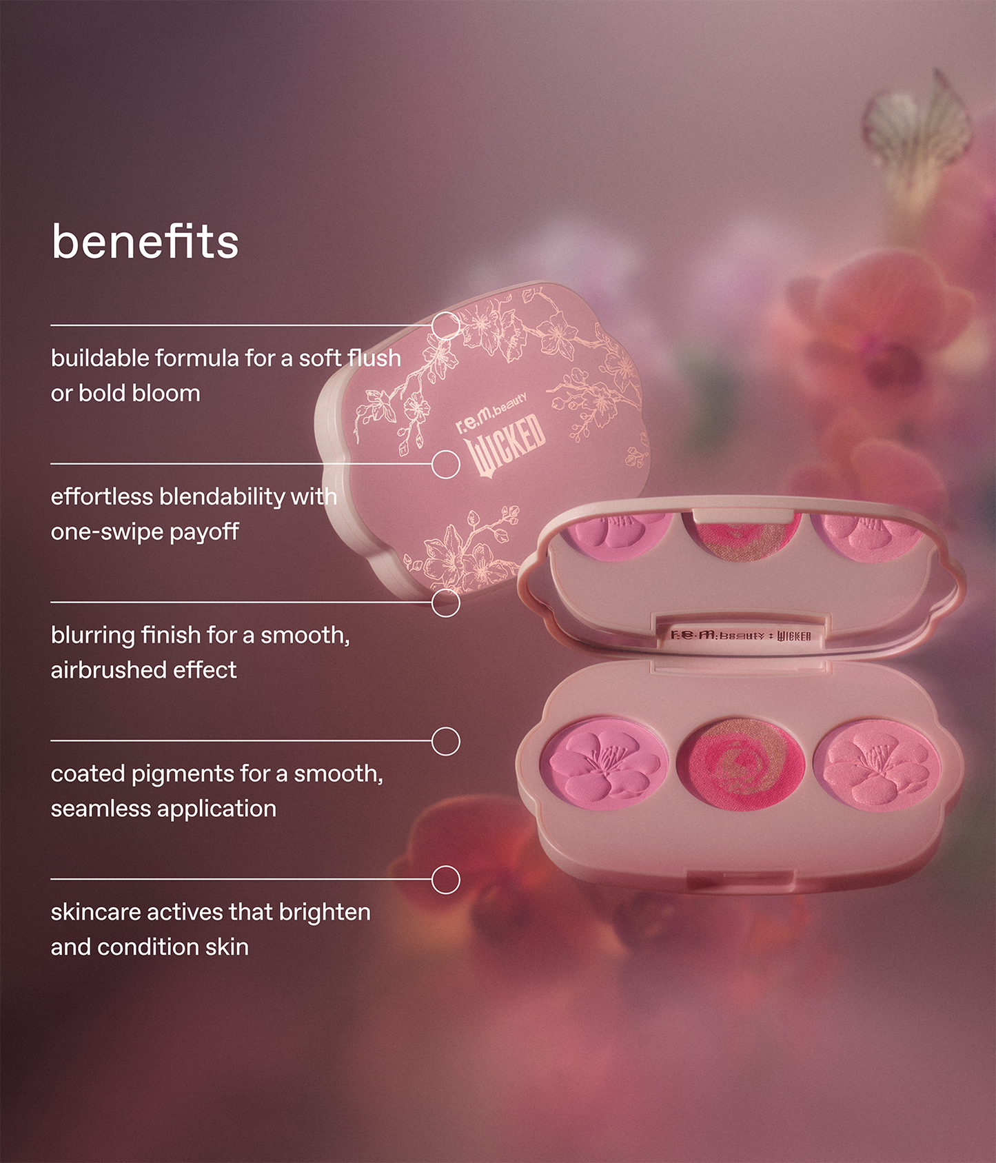 r.e.m. beauty x Wicked: For Good Cherry Blossom Blush Palette