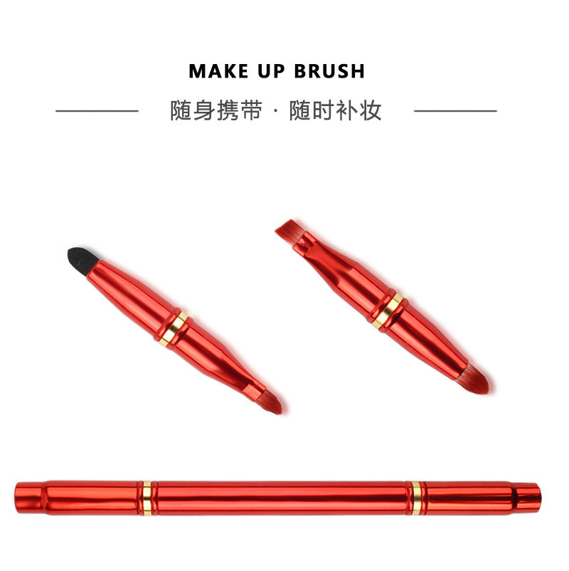 Double section 4 head portable makeup brush, multi-functional makeup brush, concealer contour, lips and eyebrows can be easily carried