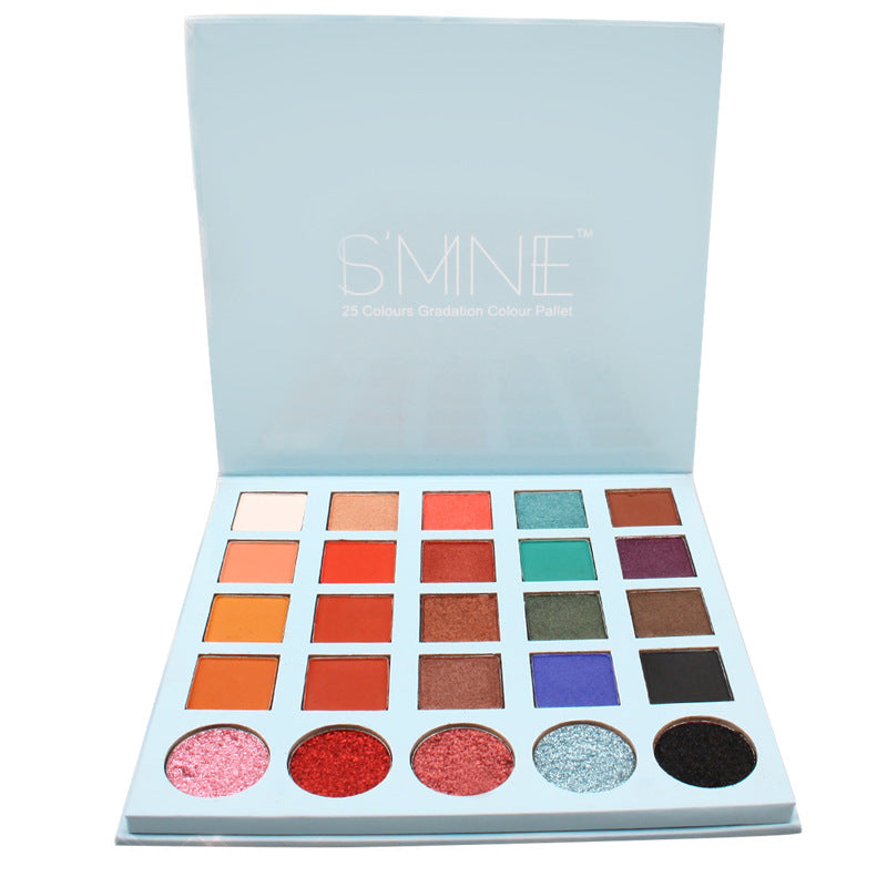 25-color shallot sequined eyeshadow disc, pearlescent matte eyeshadow disc is evenly colored without powder and no LOGO.