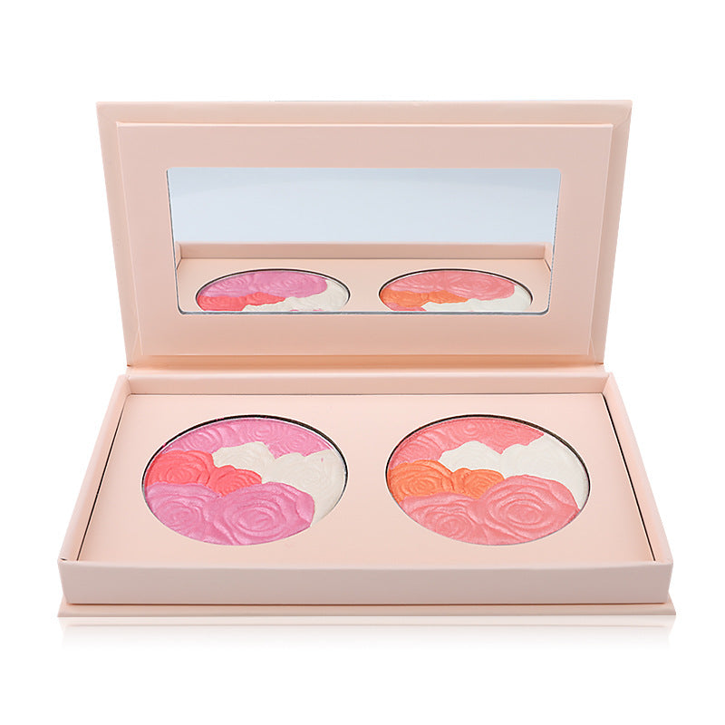 Two-color baking powder blush, strawberry pink, sweet orange petal blush, pink delicate feather fairy plate.