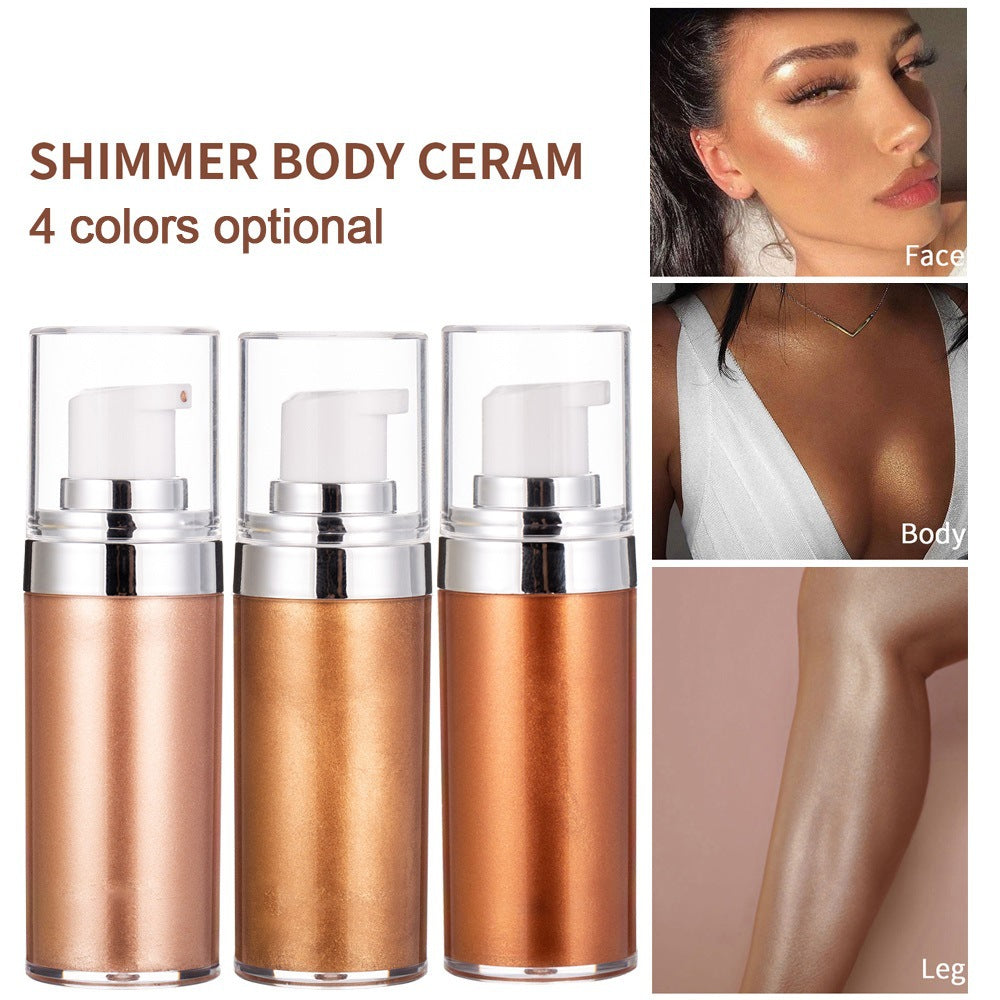 Body Highlight Liquid European, American Beach Facial Body Grooming Brightening Liquid Glowing Oil Fine Shining Skin Highlight Oil