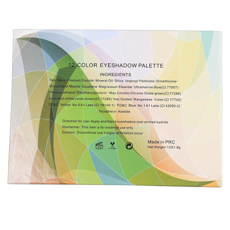 12 color colorful eyeshadow disc, pearlescent matte combination eyeshadow disc, fine powder and easy to put on the color ribbon mirror