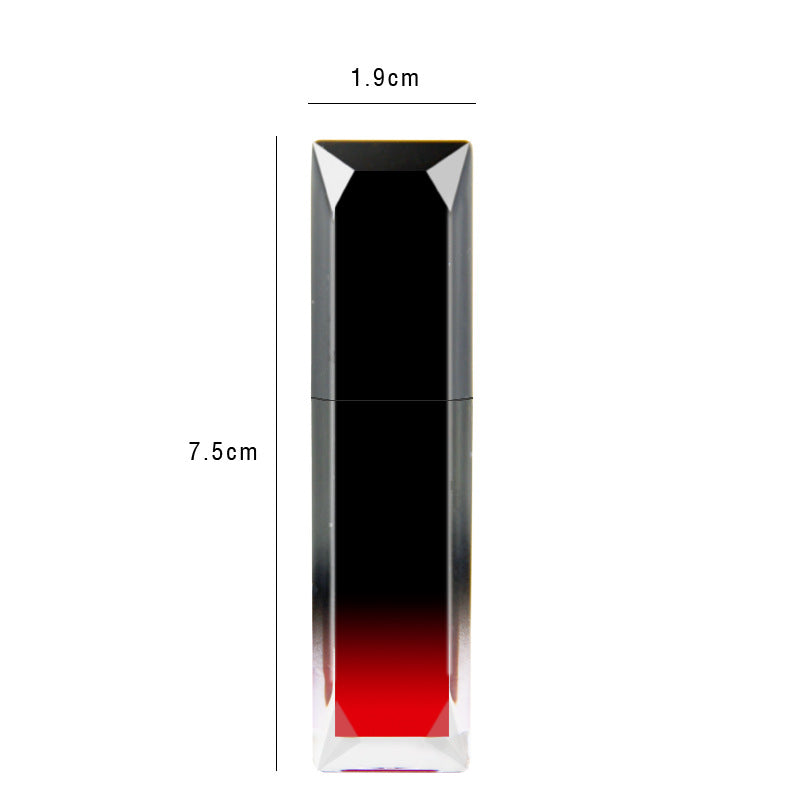 Moisturizing velvet matte moisturizing lip glaze, black gradual change square bottle lip glaze