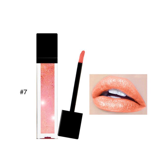 11-color glitter lip gloss lasts longer and is not easy to take off makeup. Sequin glitter lip gloss lip glaze