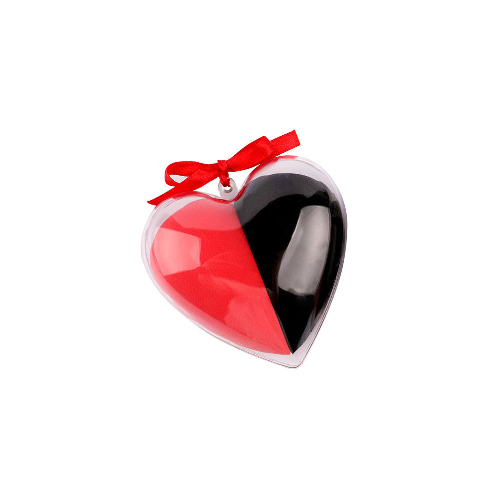 Oblique cut dry and wet dual-purpose heart-shaped puff, hydrophilic sponge puff, heart-shaped shell, strong water absorption and powder grabbing ability
