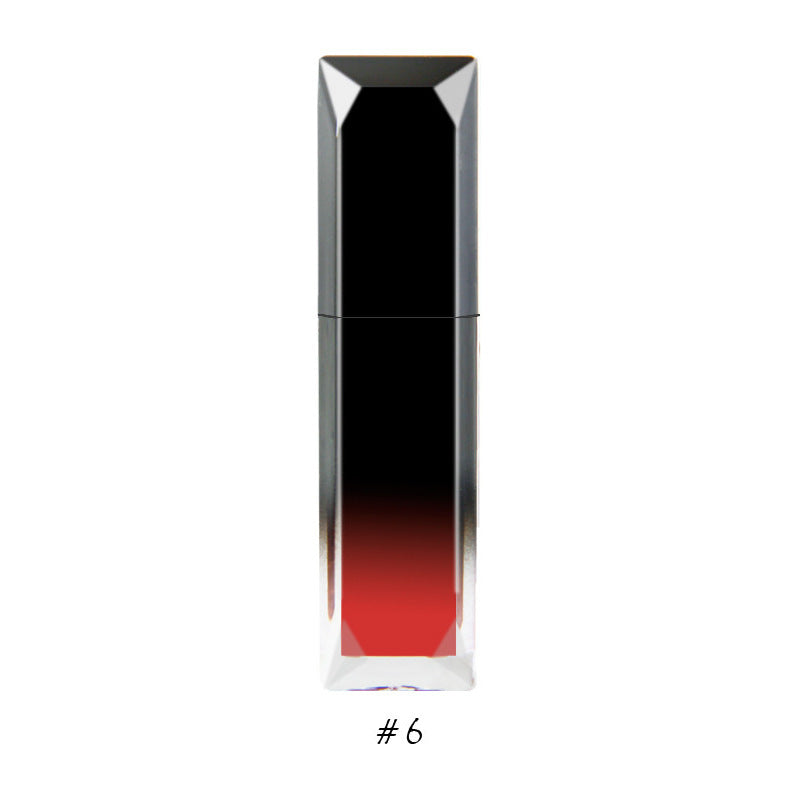 Moisturizing velvet matte moisturizing lip glaze, black gradual change square bottle lip glaze