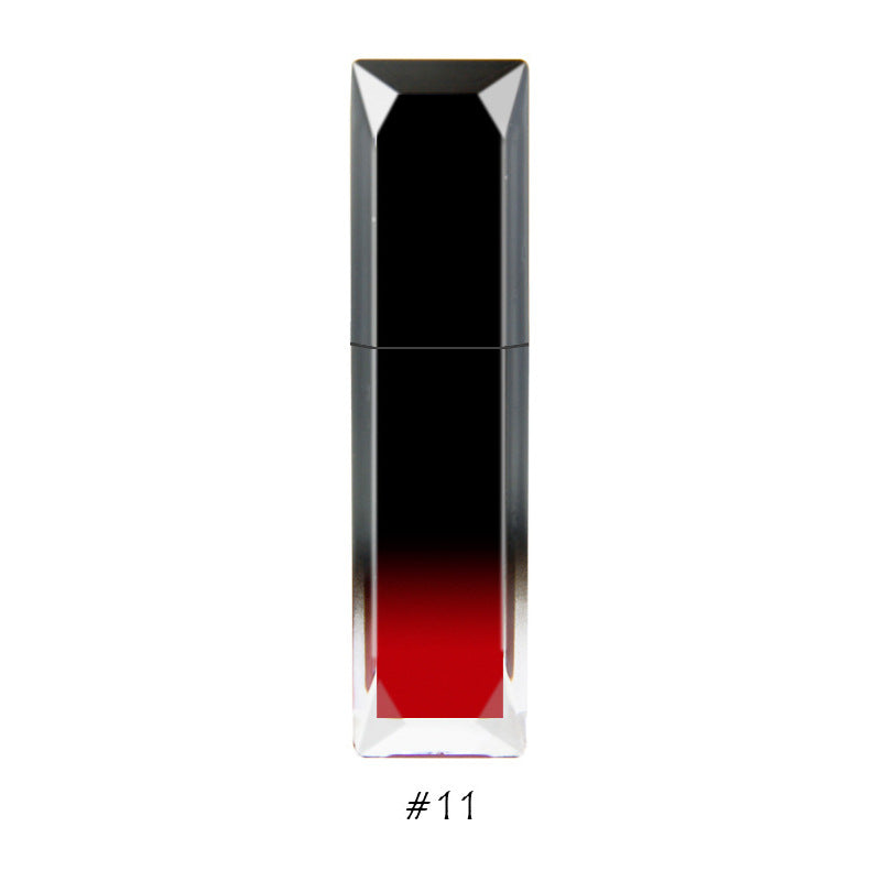 Moisturizing velvet matte moisturizing lip glaze, black gradual change square bottle lip glaze
