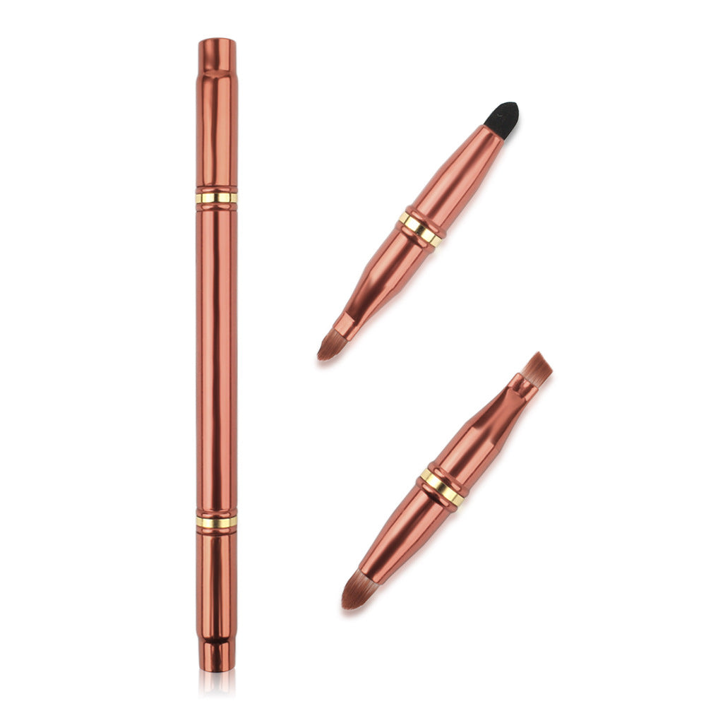 Double section 4 head portable makeup brush, multi-functional makeup brush, concealer contour, lips and eyebrows can be easily carried