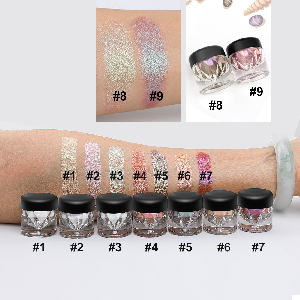 High glitter pearlescent eyeshadow powder trendy charm eye makeup, chameleon eyeshadow powder plastic bottle
