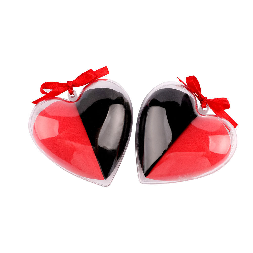Oblique cut dry and wet dual-purpose heart-shaped puff, hydrophilic sponge puff, heart-shaped shell, strong water absorption and powder grabbing ability