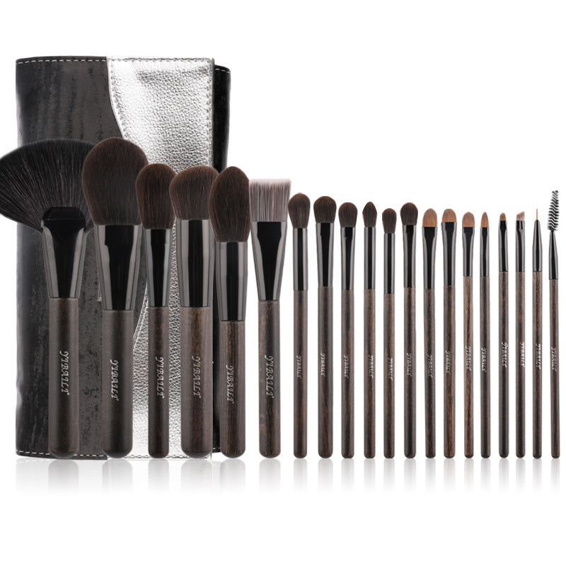 20 Brazilian red sandalwood handle cosmetic cover brushes, soft and comfortable, strong powder grabbing, selected PU leather, two colors to choose from