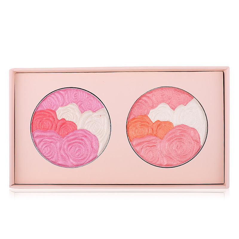 Two-color baking powder blush, strawberry pink, sweet orange petal blush, pink delicate feather fairy plate.