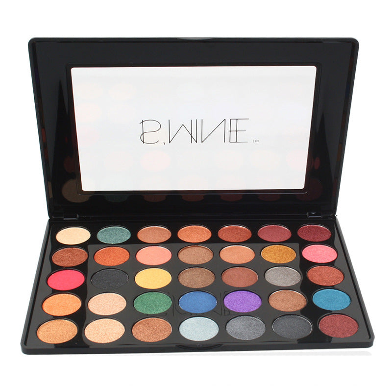 35-color eyeshadow disc, full pearlescent eyeshadow disc, fine powder and easy to color daily makeup eyeshadow disc